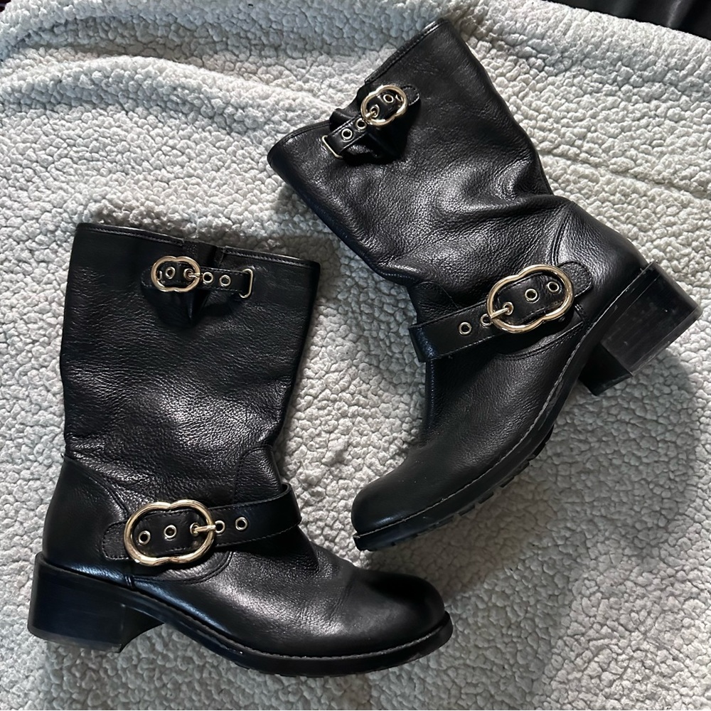Vince Camuto Black Combat & Moto Boots